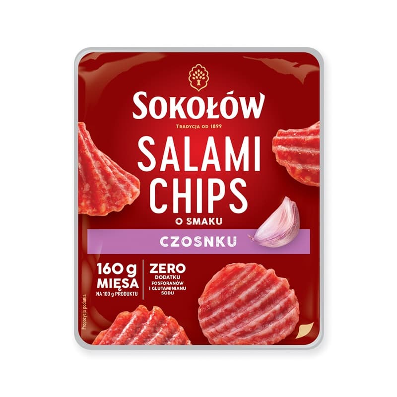 SOKOŁÓW Chipsy salami o smaku czosnku 60 g