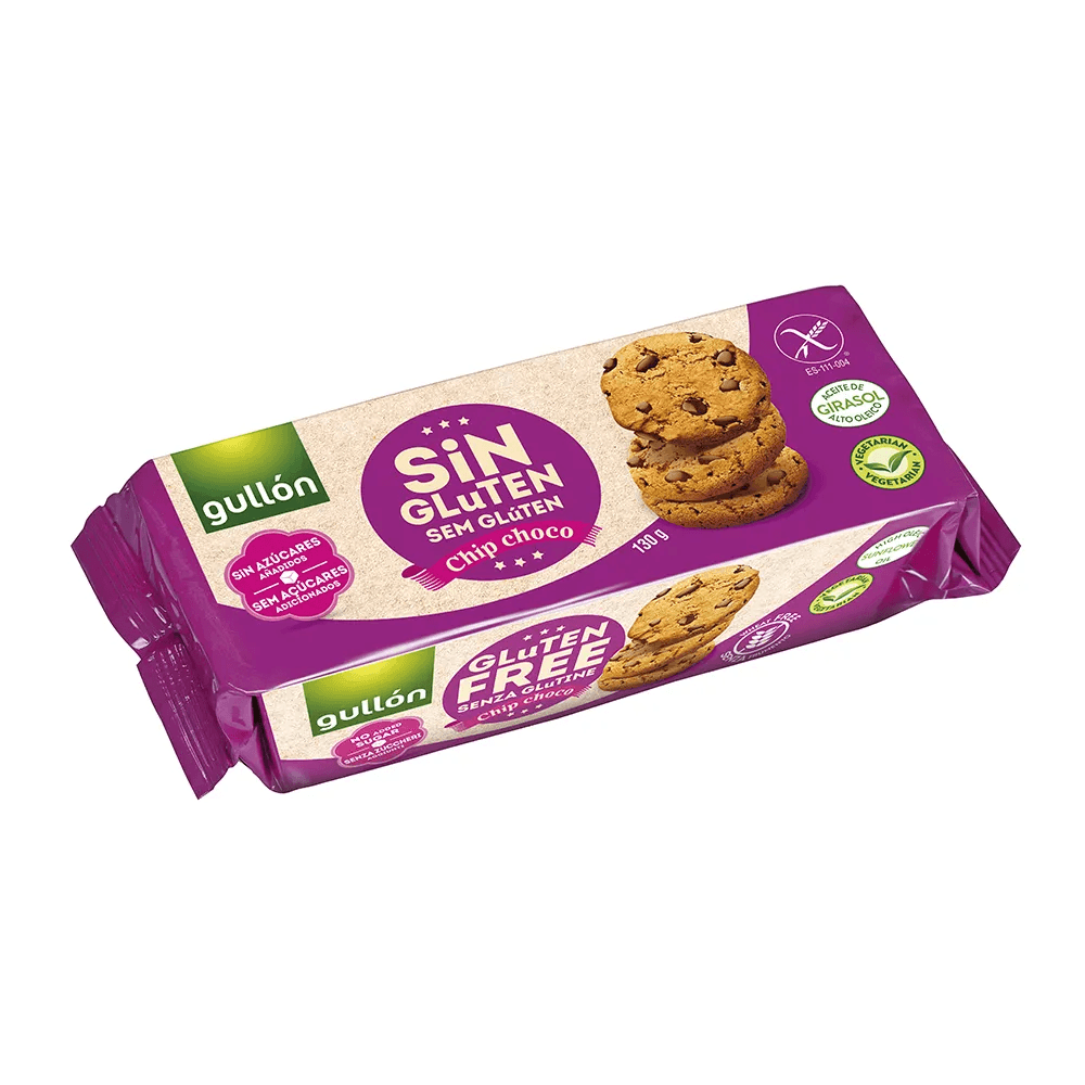 GULLON Ciasteczka bezglutenowe z kawałkami czekolady, bez dodatku cukru 130 g