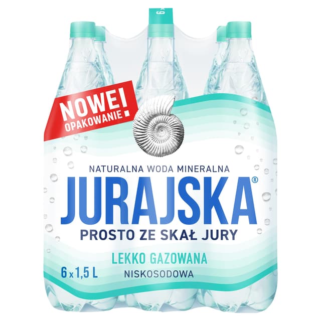 Naturalna woda mineralna lekko gazowana 6-pak, JURAJSKA, , 9000 ml ...
