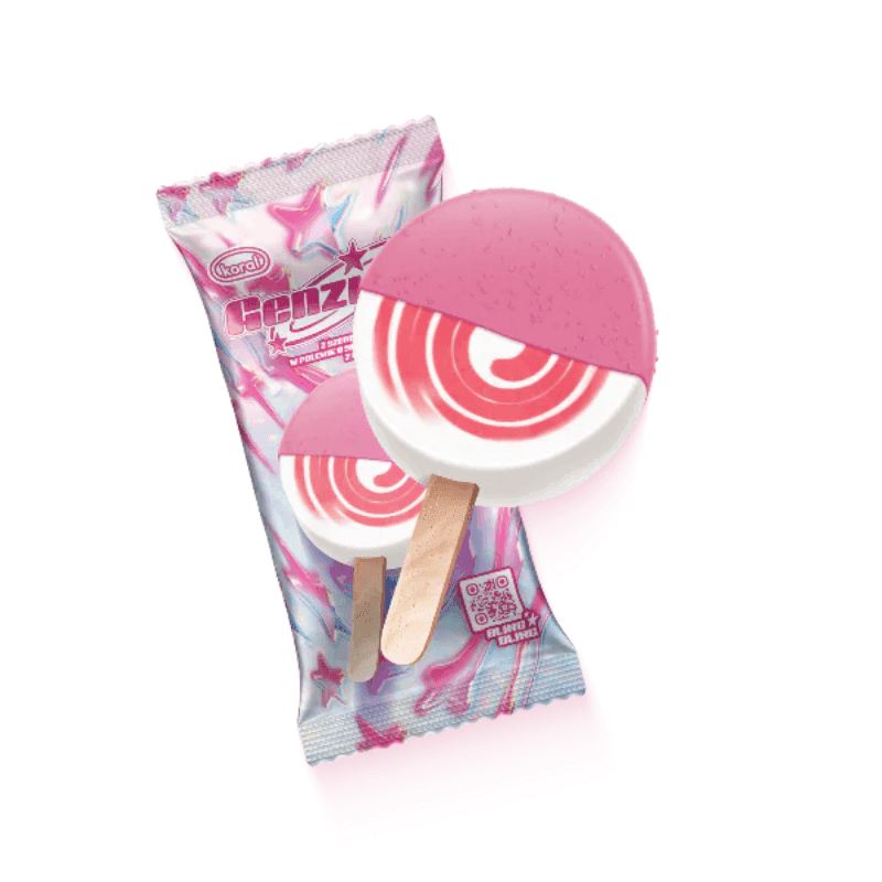 KORAL GENZIARA Lody o smaku śmietankowym z sorbetem truskawkowym 75 ml