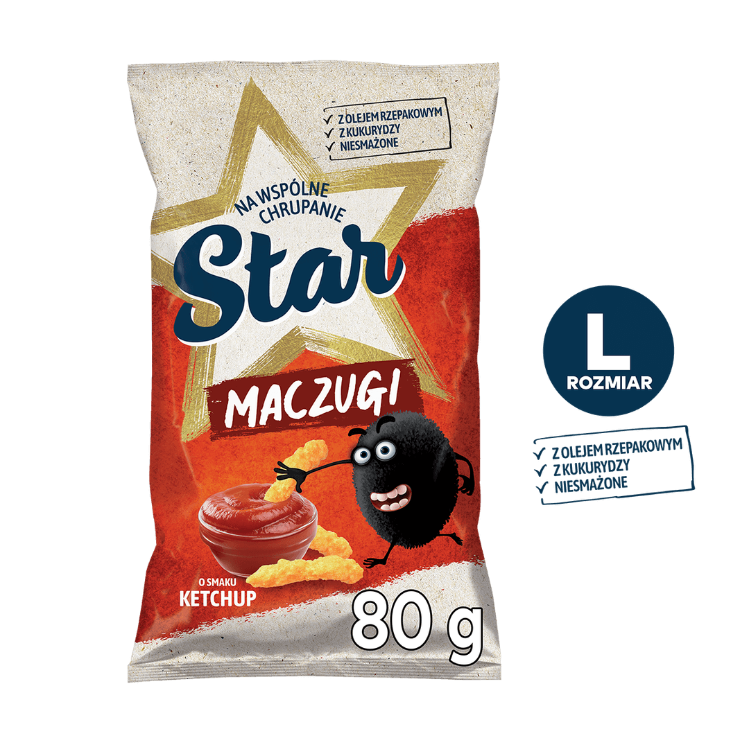 STAR MACZUGI Chrupki kukurydziane o smaku ketchupu 80 g