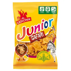 LAJKONIK JUNIOR SAFARI Drobne pieczywo o smaku waniliowym 125 g LAJKONIK JUNIOR SAFARI Drobne pieczywo o smaku waniliowym 125 g