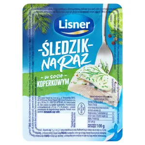 LISNER Śledzik na raz w sosie koperkowym 100 g LISNER Śledzik na raz w sosie koperkowym 100 g