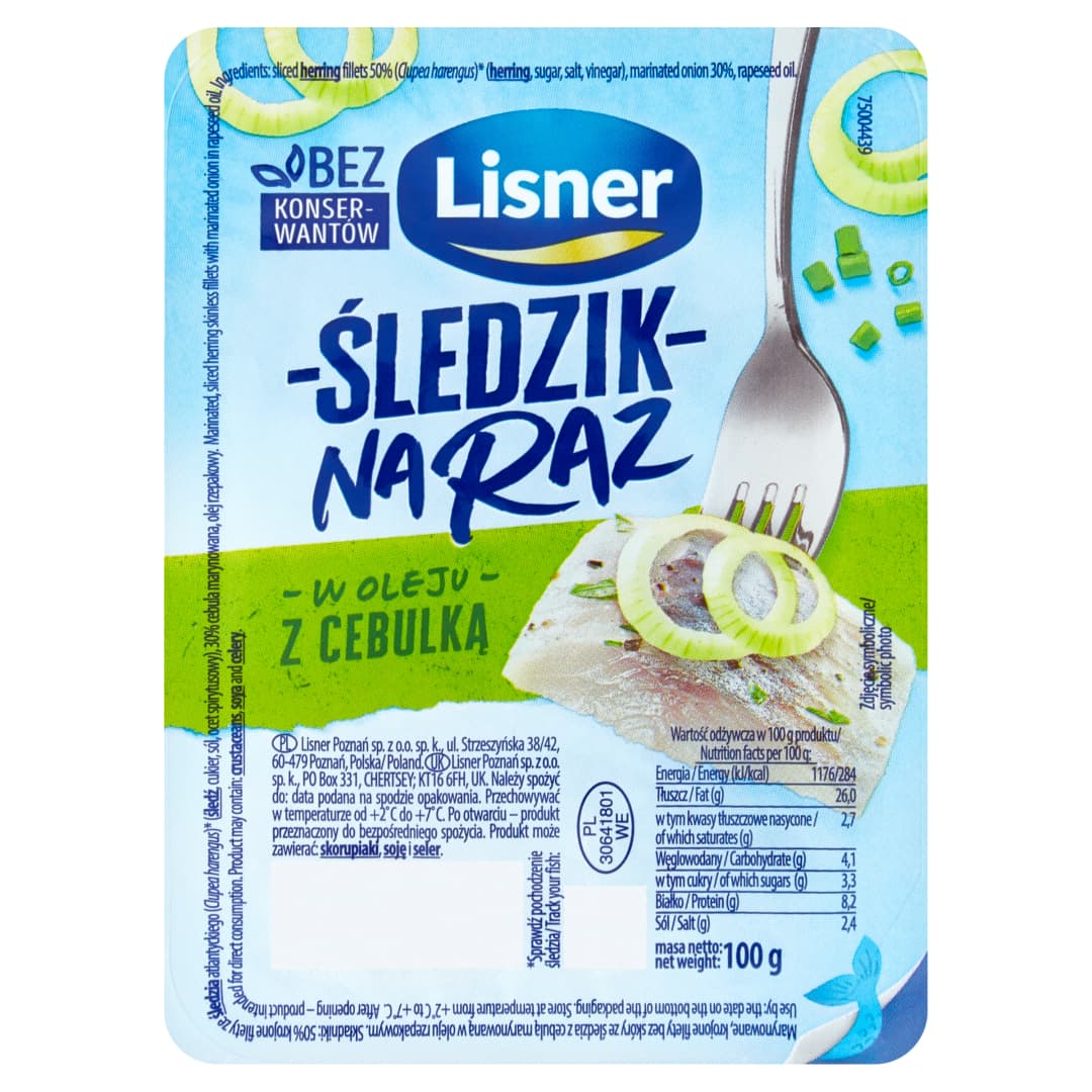 LISNER Śledzik na raz z cebulką 100 g