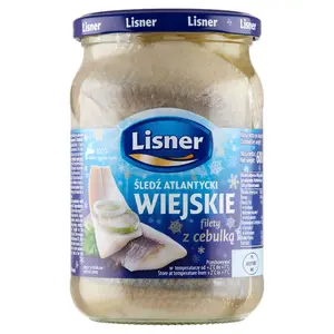 LISNER Śledź atlantycki wiejskie filety z cebulką 600 g LISNER Śledź atlantycki wiejskie filety z cebulką 600 g