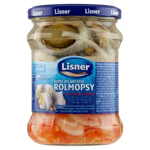 LISNER Śledź atlantycki Rolmopsy w zalewie octowej 400 g LISNER Śledź atlantycki Rolmopsy w zalewie octowej 400 g