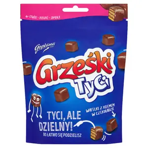 GOPLANA GRZEŚKI TYCI Wafelki z kremem w czekoladzie 120 g GOPLANA GRZEŚKI TYCI Wafelki z kremem w czekoladzie 120 g