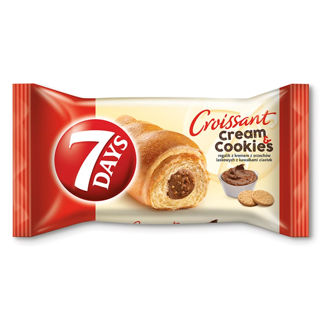 7 DAYS CREAM&COOKIES Rogalik z kremem z orzechów laskowych i kawałkami ciastek 60 g