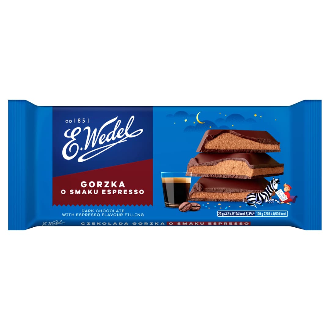 E. WEDEL Czekolada gorzka z nadzieniem o smaku espresso 100 g