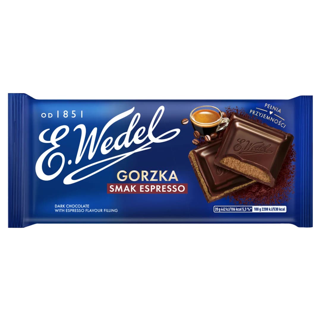 E. WEDEL Czekolada gorzka z nadzieniem o smaku espresso 100 g