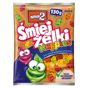 NIMM2 ŚMIEJŻELKI HAPPIES Żelki owocowe wzbogacone witaminami Happies 130 g NIMM2 ŚMIEJŻELKI HAPPIES Żelki owocowe wzbogacone witaminami Happies 130 g