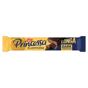 PRINCESSA LONGA Wafel przekładany kremem kakaowym oblany deserową czekoladą Klasyczna 41 g PRINCESSA LONGA Wafel przekładany kremem kakaowym oblany deserową czekoladą Klasyczna 41 g