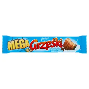 GOPLANA GRZEŚKI MEGA Wafel przekładany kremem kakaowym w czekoladzie mlecznej Mega 48 g GOPLANA GRZEŚKI MEGA Wafel przekładany kremem kakaowym w czekoladzie mlecznej Mega 48 g