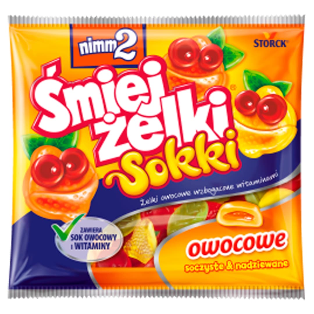 NIMM2 ŚMIEJŻELKI SOKKI Sokki żelki nadziewane sokiem owocowym 90 g