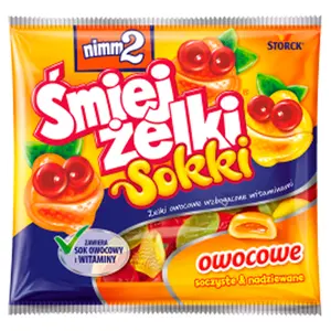 NIMM2 ŚMIEJŻELKI SOKKI Sokki żelki nadziewane sokiem owocowym 90 g NIMM2 ŚMIEJŻELKI SOKKI Sokki żelki nadziewane sokiem owocowym 90 g