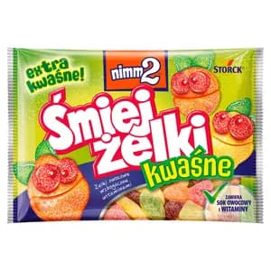 NIMM2 ŚMIEJŻELKI Kwaśne Żelki owocowe wzbogacone witaminami 100 g NIMM2 ŚMIEJŻELKI Kwaśne Żelki owocowe wzbogacone witaminami 100 g