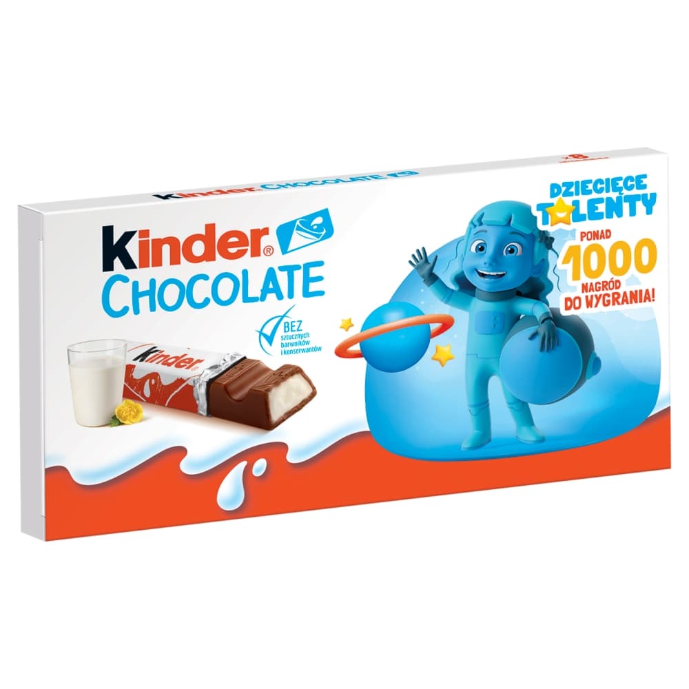 KINDER CHOCOLATE Batoniki z mlecznej czekolady z nadzieniem mlecznym 100 g
