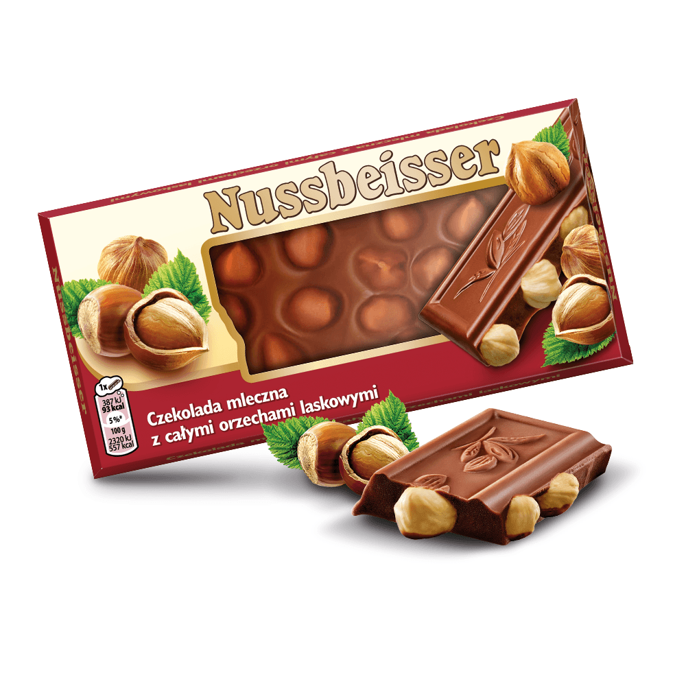 NUSSBEISSER Czekolada mleczna z całymi orzechami laskowymi 100 g