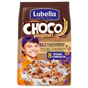 LUBELLA CHOCO Zbożowe chrupki Piegołaki w kształcie ciasteczek 250 g LUBELLA CHOCO Zbożowe chrupki Piegołaki w kształcie ciasteczek 250 g