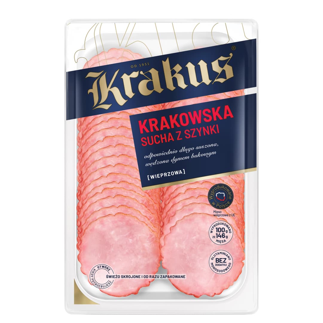 KRAKUS Kiełbasa krakowska sucha z szynki 80 g