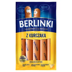 MORLINY BERLINKI Parówki z kurczaka 250 g MORLINY BERLINKI Parówki z kurczaka 250 g