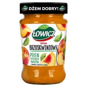 ŁOWICZ Dżem brzoskwiniowy niskosłodzony 280 g ŁOWICZ Dżem brzoskwiniowy niskosłodzony 280 g