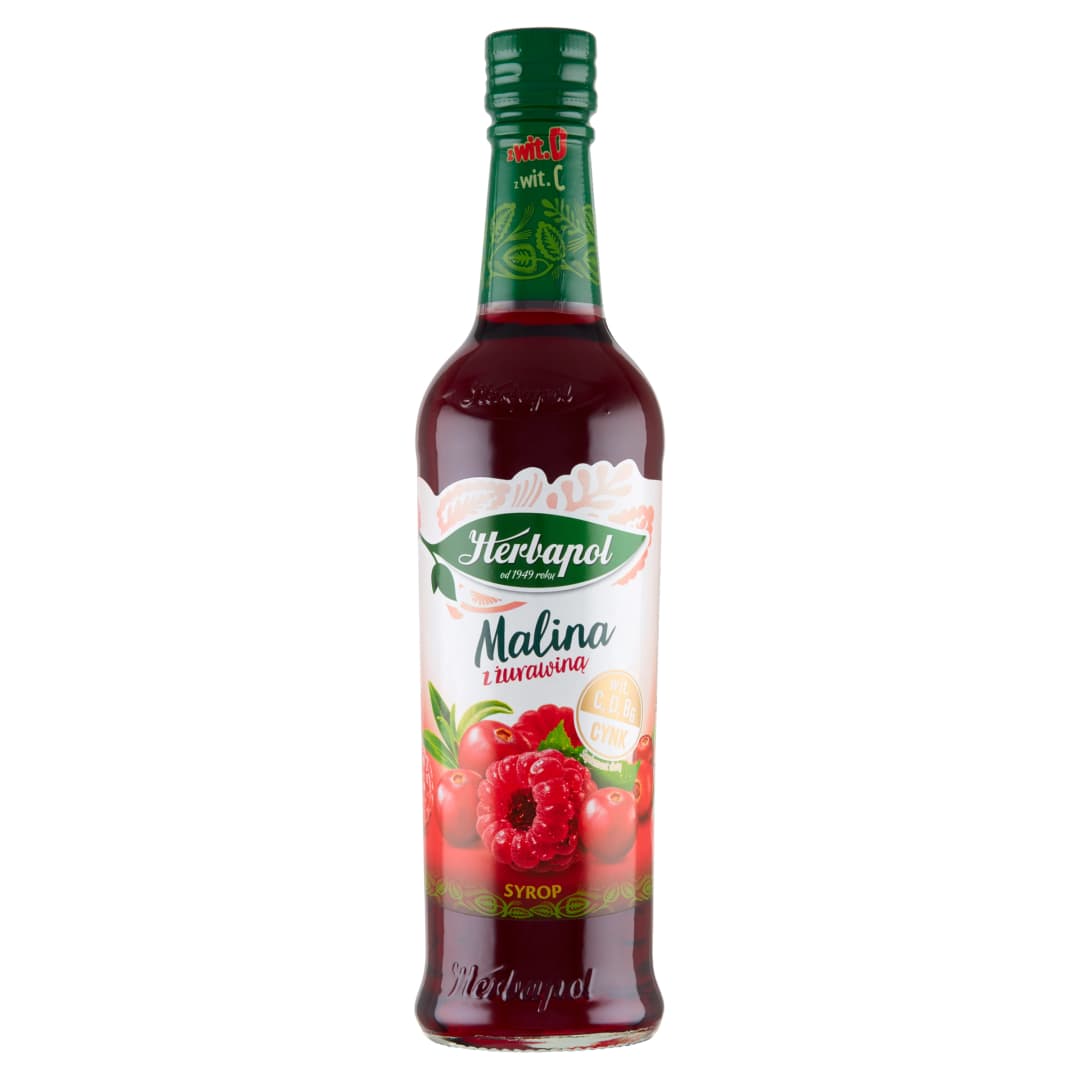 HERBAPOL Syrop o smaku malinowo-żurawinowym 420 ml