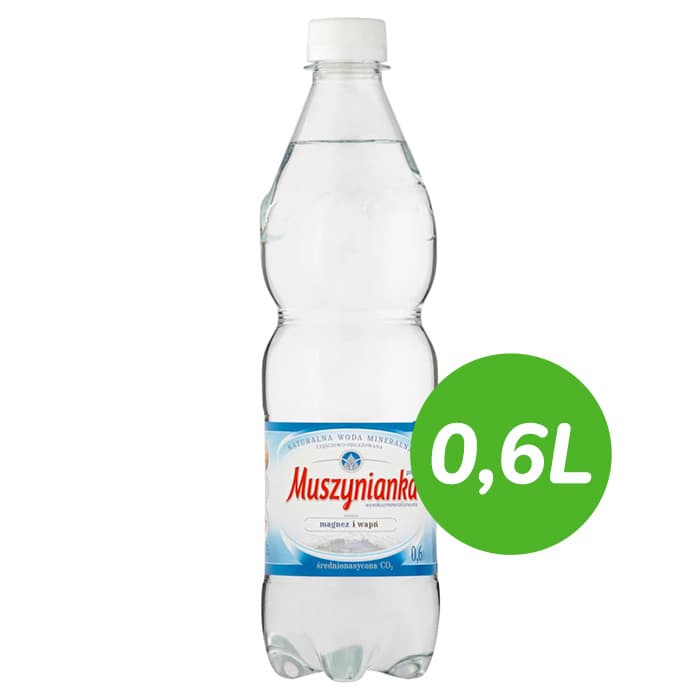 MUSZYNIANKA Średnionasycona CO2 naturalna woda mineralna 600 ml