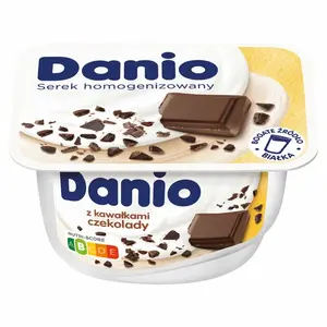 DANONE DANIO Serek homogenizowany z kawałkami czekolady 130 g DANONE DANIO Serek homogenizowany z kawałkami czekolady 130 g