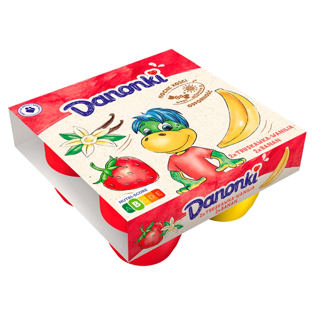 DANONE DANONKI Serek truskawka-wanilia-banan 4x90g 360 g