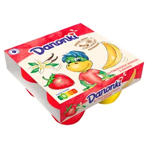 DANONE DANONKI Serek o smaku truskawka wanilia banan (4x90 g) 360 g DANONE DANONKI Serek o smaku truskawka wanilia banan (4x90 g) 360 g