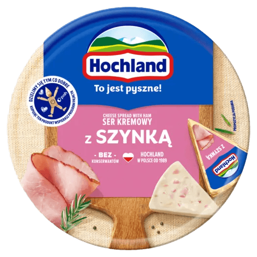 HOCHLAND Ser kremowy z szynką trójkąciki 180 g