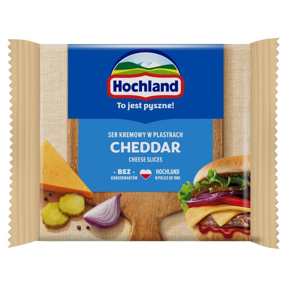HOCHLAND Ser kremowy w plastrach Cheddar 130 g