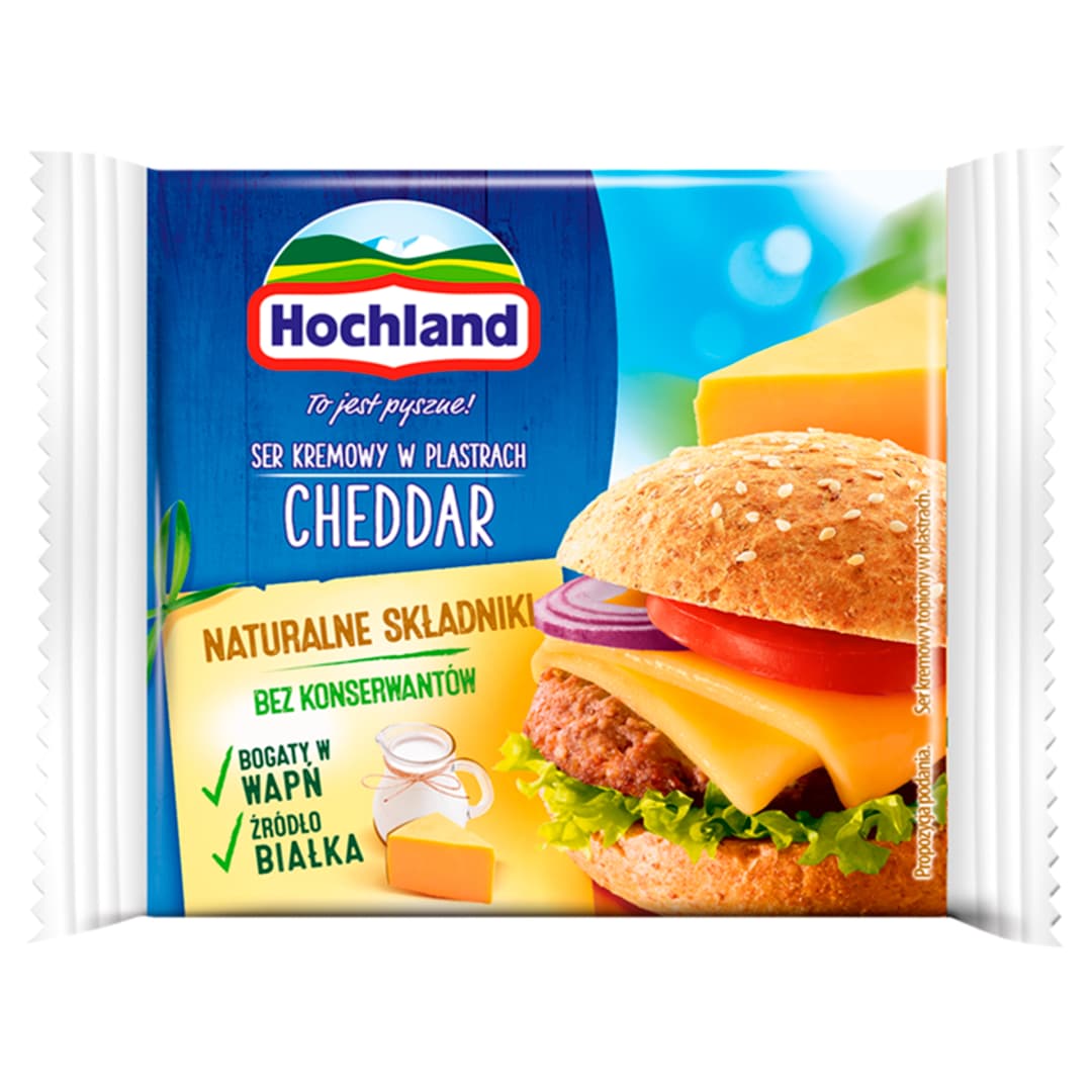 HOCHLAND Ser kremowy w plastrach Cheddar 130 g