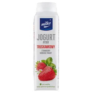 MILKO Jogurt pitny truskawkowy 330 ml MILKO Jogurt pitny truskawkowy 330 ml