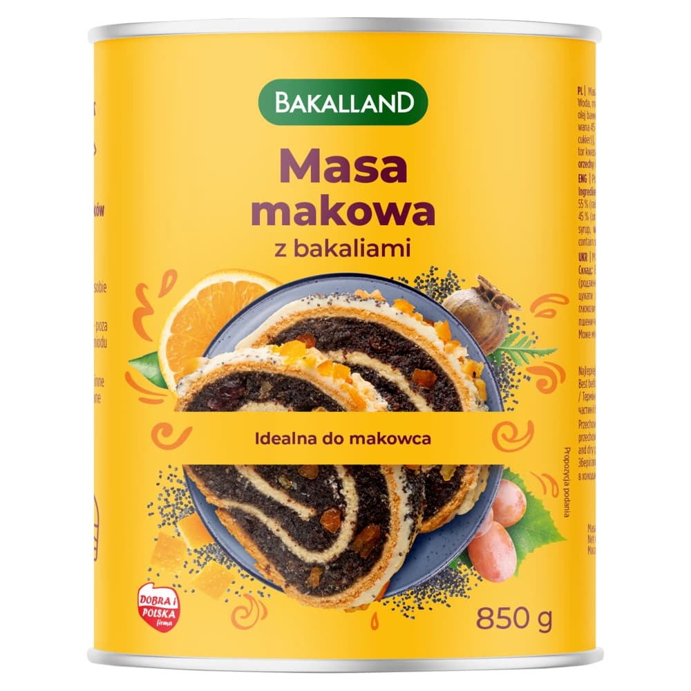 BAKALLAND Masa makowa z bakaliami 850 g