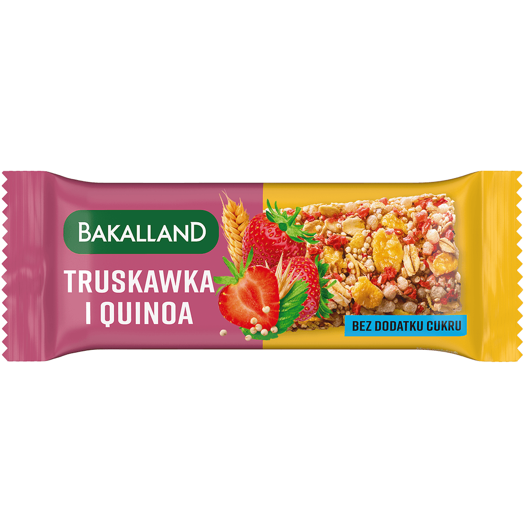 BAKALLAND BA! Baton 5 zbóż truskawka & quinoa bez dodatku cukru 30 g