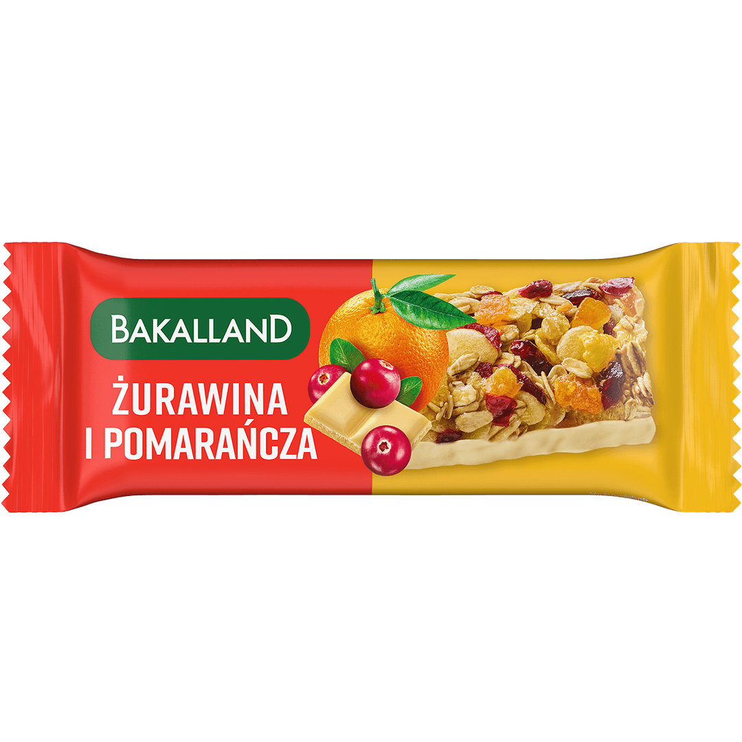 BAKALLAND BA! Baton zbożowy żurawina & pomarańcza 40 g