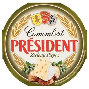 PRESIDENT CAMEMBERT Ser pleśniowy zielony pieprz 120 g PRESIDENT CAMEMBERT Ser pleśniowy zielony pieprz 120 g