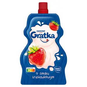 DANONE GRATKA Deser mleczny o smaku truskawkowym saszetka 65 g DANONE GRATKA Deser mleczny o smaku truskawkowym saszetka 65 g