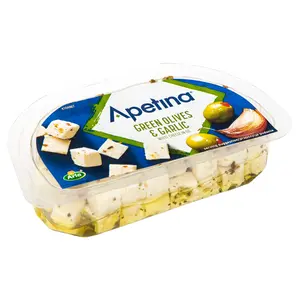 APETINA Ser typu śródziemnomorskiego w zalewie olejowej z zielonymi oliwkami i czosnkiem 100 g APETINA Ser typu śródziemnomorskiego w zalewie olejowej z zielonymi oliwkami i czosnkiem 100 g