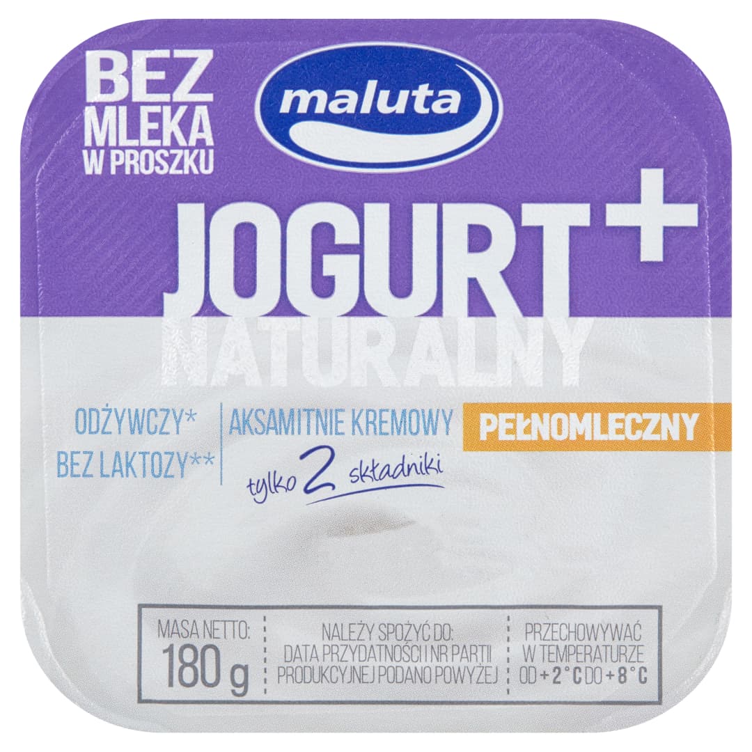 MALUTA Jogurt naturalny pełnomleczny bez laktozy 200 g