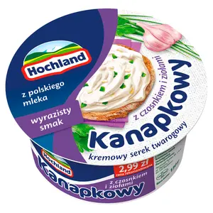 HOCHLAND Serek twarogowy kanapkowy z czosnkiem i ziołami 130 g HOCHLAND Serek twarogowy kanapkowy z czosnkiem i ziołami 130 g