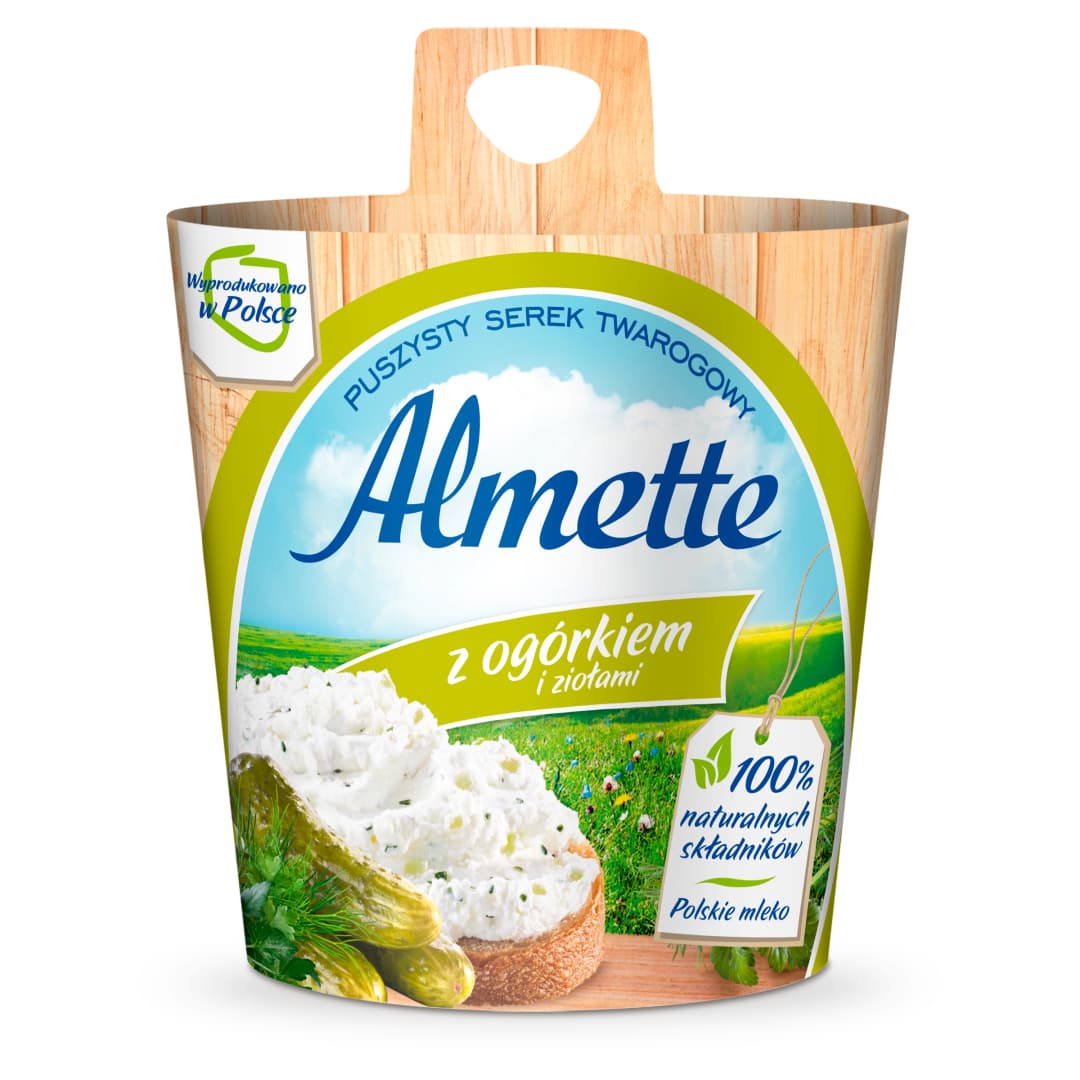 ALMETTE Puszysty serek twarogowy z ogórkiem i ziołami 150 g