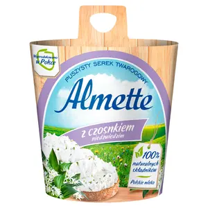 ALMETTE Puszysty serek twarogowy z czosnkiem niedźwiedzim 150 g ALMETTE Puszysty serek twarogowy z czosnkiem niedźwiedzim 150 g