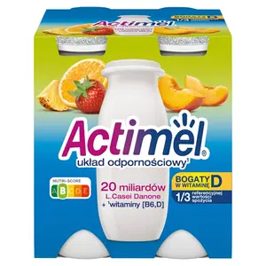 DANONE ACTIMEL Napój mleczny wieloowocowy 4x100g 400 g DANONE ACTIMEL Napój mleczny wieloowocowy 4x100g 400 g