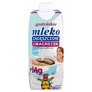 SM GOSTYŃ Mleko 4% zagęszczone niesłodzone z magnezem light 500 g SM GOSTYŃ Mleko 4% zagęszczone niesłodzone z magnezem light 500 g