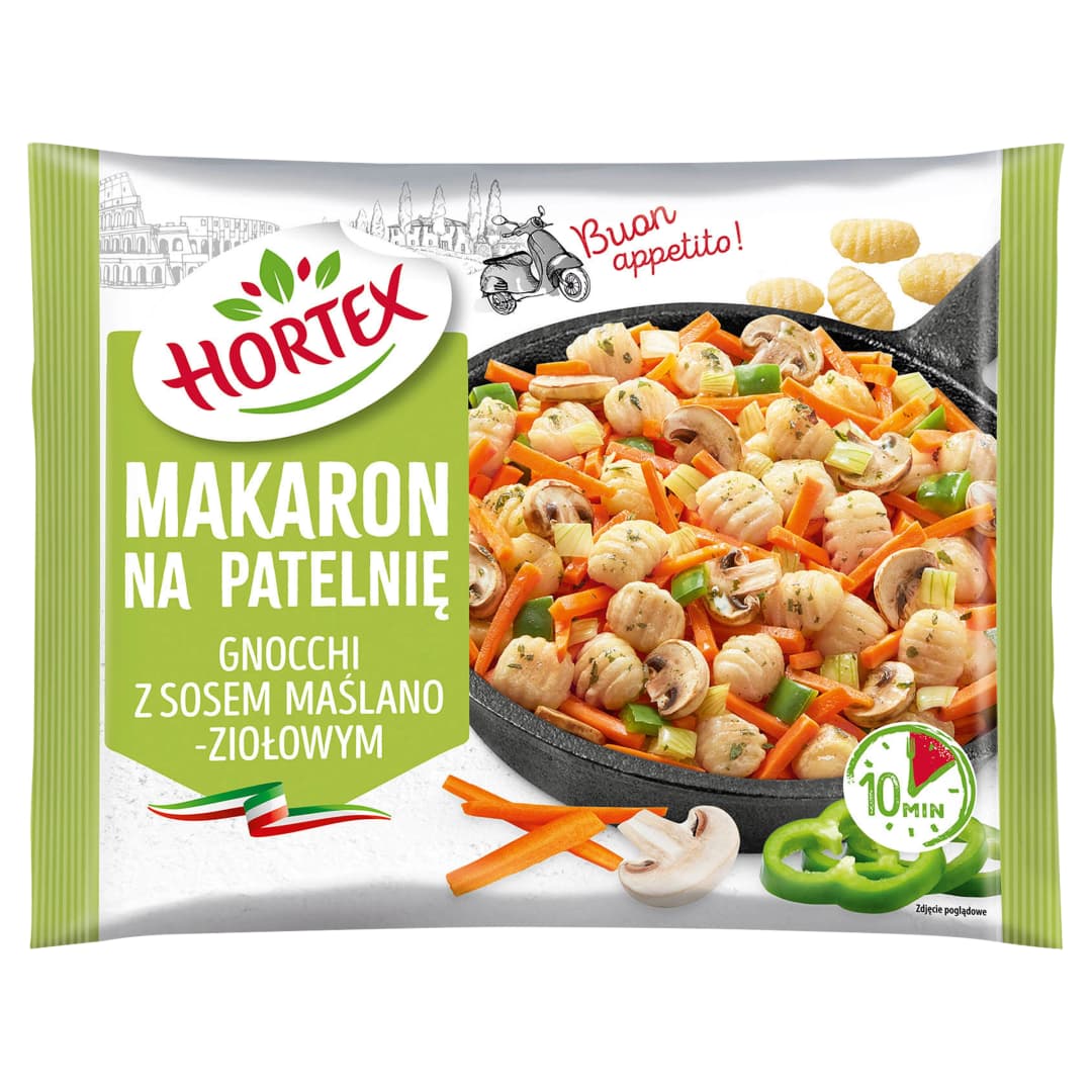 HORTEX MAKARON NA PATELNIĘ Gnocchi z sosem maślano-ziołowym mrożone 450 g