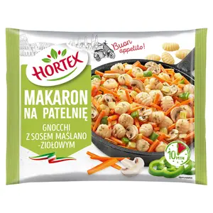 HORTEX Makaron na patelnię gnocchi z sosem maślano-ziołowym mrożone 450 g HORTEX Makaron na patelnię gnocchi z sosem maślano-ziołowym mrożone 450 g