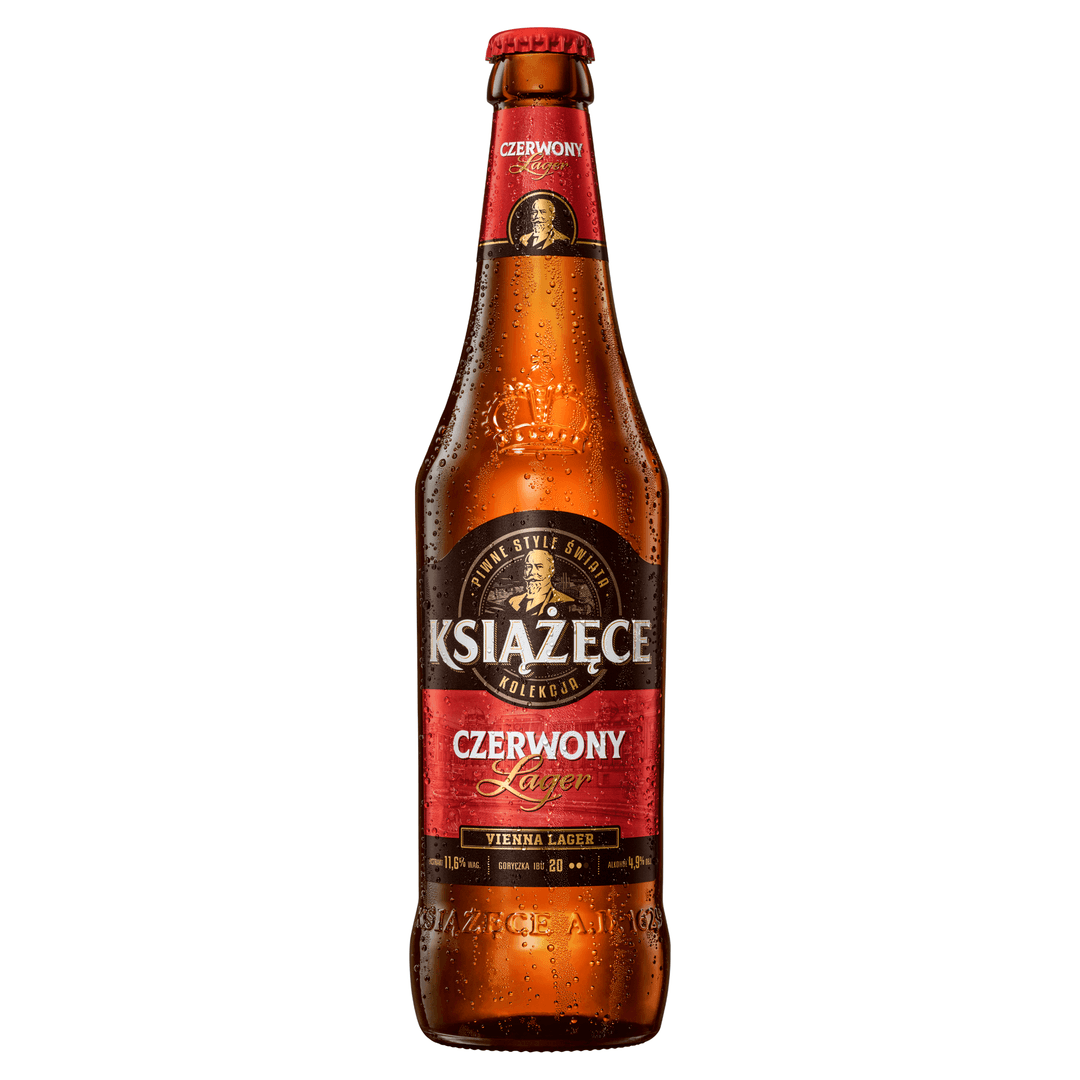 KSIĄŻĘCE Piwo Czerwony Lager butelka 500 ml